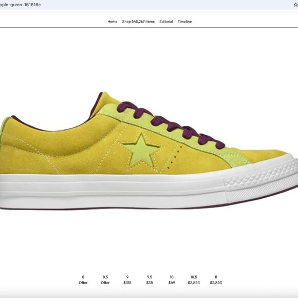 Ultra Rare/Discontinued/Vintage Style Converse One Star Ox Apple Green-Size 10.5 - Picture 9 of 12